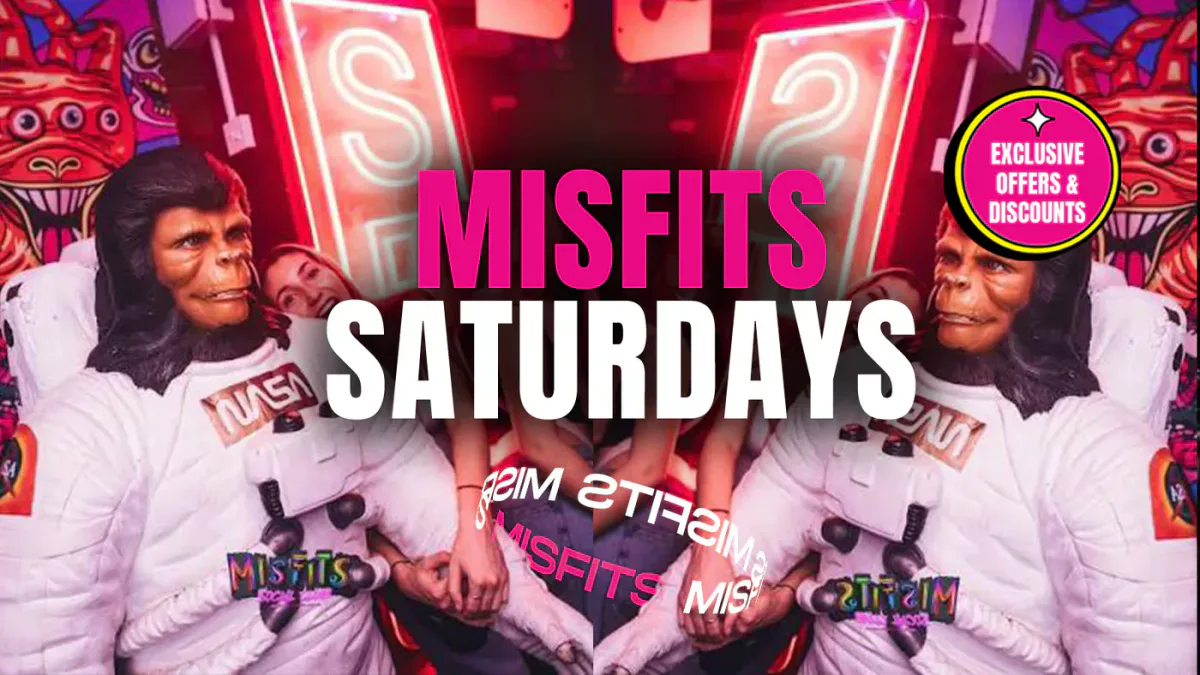 ๐ค MISFITS SATURDAYS ๐ค CARDIFF'S BIGGEST SATURDAY NIGHT! ๐ event poster