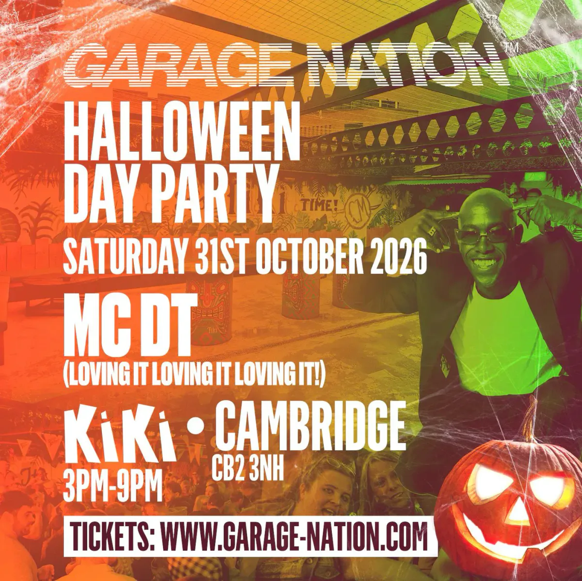 Garage Nation Cambridge Halloween Old Skool Day Party event poster