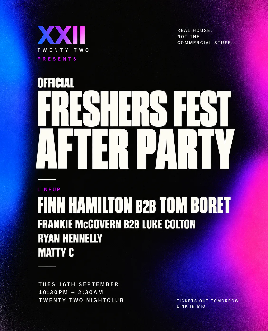 TWENTY TWO PRESENTS: THE OFFICIAL FRESHERS FEST AFTERS event poster